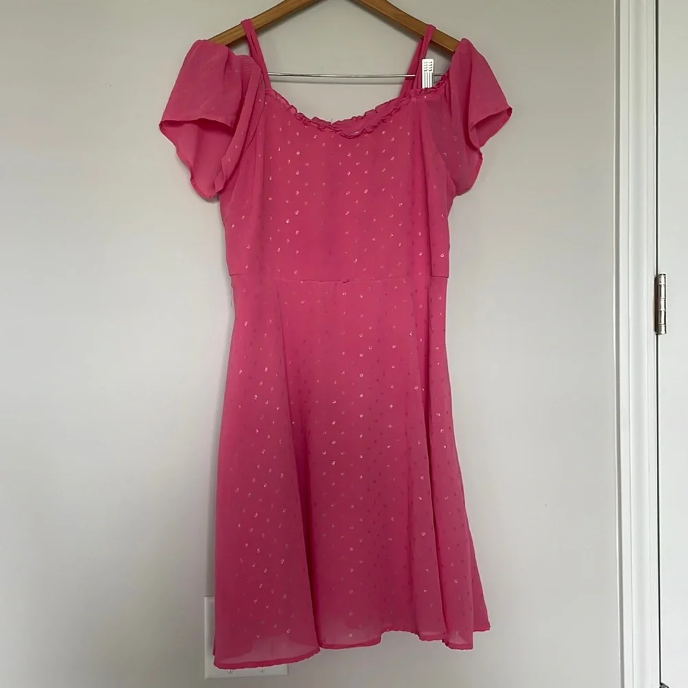 Justice Sheer Overlay Cold shoulder dress Sz 18